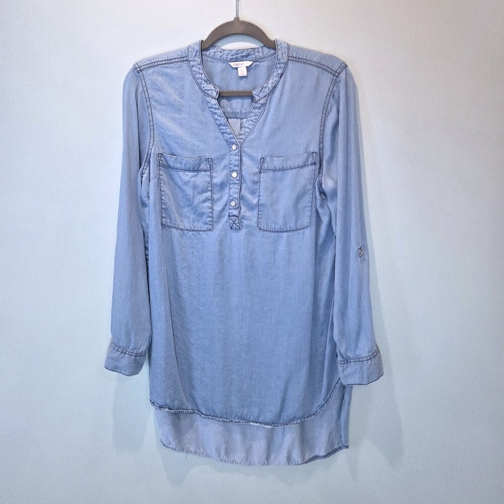 Cato Light Blue Denim Tunic Blouse Size L